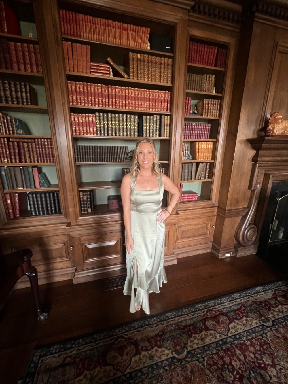 SHOW ME YOUR MUMU Claire Midi Dress In Moss Green Luxe Satin - Picture 4 of 4